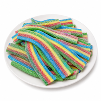 Bandelettes de bonbons gélifiés multicolores, acidulés, moelleux, fruités, Halal, vente en gros d'usine, en vrac, étiquette personnalisée, promotion