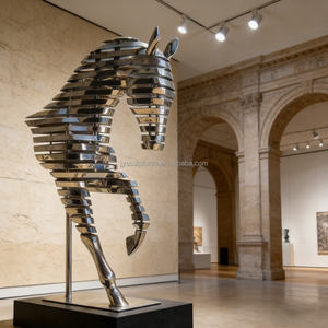 פסל סוס רב שכבתי מנירוסטה בהתאמה אישית - עיצוב אמנותי OEM/ODM לגלריות ומוזיאונים - Product Image 3