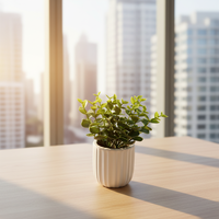 Mini-plantes artificielles en pot en PE, feuilles d'herbe verte – Écologiques, haute simulation pour la décoration de Noël, de la maison et du bureau