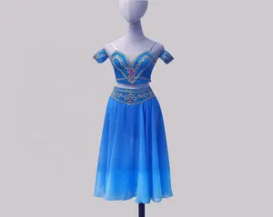 New Royal Blue Long Chiffon Dress Belly Dance Costume Professional Latin Dance Dresses For Women . Skirt--55