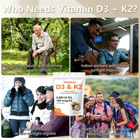 Cápsulas Blandas de Vitamina D3K2 en Oferta, Vitamina D3 10,000 UI + K2 MK-7 200 Mcg, 300 Cápsulas Blandas, Apoyo Inmunológico y Cardíaco con Aceite de Coco