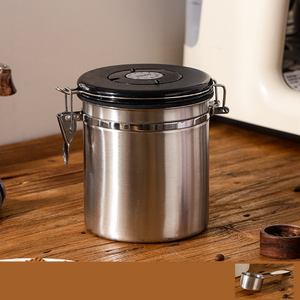 304 calda <span class=keywords><strong>in</strong></span> acciaio inox ha sigillato il <span class=keywords><strong>barattolo</strong></span> di conservazione del chicco di caffè con cucchiaio valvola di scarico <span class=keywords><strong>barattolo</strong></span> di conservazione della data - Product Image 6