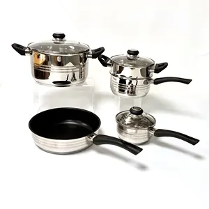 Beauty Glass Lid Stainless Steel Casserole Sets Cooking Pots Kitchenware