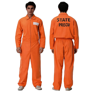 Disfraz de Halloween para Adultos, Uniforme de Prisionero Naranja con Accesorios, Traje de Fantasía para Fiesta de Disfraces - Product Image 1