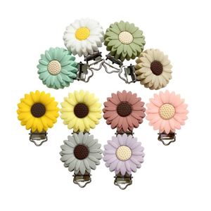 Cuentas de crisantemo para dentición de bebé sin BPA, cadena de chupete DIY, forma de flor, Clip de chupete de silicona, dibujos animados, 10 colores - Product Image 5