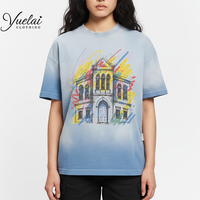T-shirt homme en jersey de coton 280 g/m² épais, coupe ample, col ras du cou, épaules tombantes, style streetwear oversize, avec motif graphique et effet délavé
