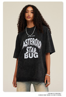 Herenshirt, trendy merk, streetwear, met letters, acid wash, 100% katoen, losse pasvorm, wijde schouders, oversized, voor heren