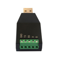 Convertidor de Señal USB-232/485 de Grado Industrial, Módulo de Comunicación Serial RS232/RS485, Contactos de Cobre, Carcasa de ABS, IP40, Plano