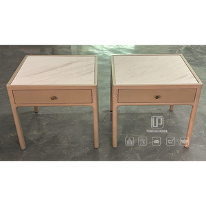 Factory Wholesale Price Retro Wood Nightstand Furniture <b>White</b> Marble Top Square Nightstands With Drawers Retro Wood Nightstand - Product Image 1