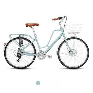 24 26 Size Girl Style CP Handlebar Bicycle with Big Size Plastic Basket for young lady Lady Bicycle City Bike for Women