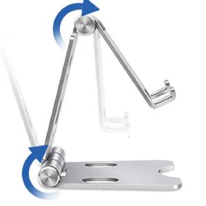 回転式電話スタンド折りたたみ式調節可能なスマートフォンスタンドホルダー360タブレットサポートデスクトップメタル携帯電話スタンドピンク - Product Image 3