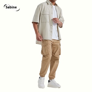Pantalones Cargo Retro <span class=keywords><strong>caqui</strong></span> para hombre, 100% algodón, transpirable, medio plano, multibolsillos, informales, Jogger, logotipo personalizable, ropa teñida de colores - Product Image 1