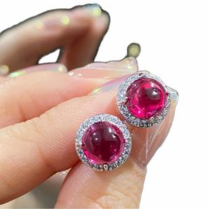 Pendientes de Cristal de Rubí Vintage, Chapados en Platino, Latón, Joyería Fina de Lujo para Mujer, Regalo de Aniversario - Product Image 1