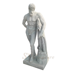 Escultura de Hombre Desnudo Griego Musculoso Tallada en Mármol Blanco Piedra en Venta - Product Image 6
