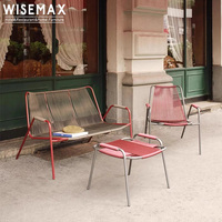 WISEMAX FURNITURE Mobilier d'extérieur moderne et créatif, ensemble de salle à manger de jardin, table de patio, chaise longue avec ottoman pour cour