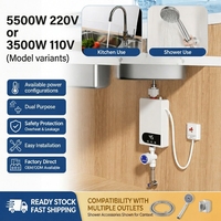 Calentador de Agua Eléctrico Instantáneo de Plástico 110V/220V con Pantalla Digital LED, Control Táctil y Elemento Calefactor de Acero Inoxidable para Exteriores y Hoteles