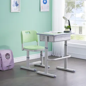 Escritorio de mesa de madera para estudiantes de estilo minimalista para la escuela o el jardín de infantes, incluye silla de oficina, para estudio en casa