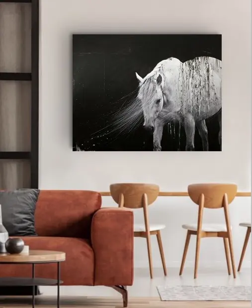 Modern Hotel Decor Hand Painted Abstract Horses Animal Oil Painting Wall Art