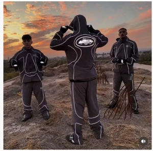 Dropshipping Maßgeschneiderte Herren Nylon Trainingsanzüge Windbreaker Zweiteiliger Wasserdichter Trainingsanzug Reflektierende Paspelierung Windbreaker 2-Teiliges Set - Product Image 2