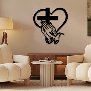 <b>Wall</b> Sculpture Decor Spiritual Inspiring Ornament Metal <b>Christian</b> Heart <b>Wall</b> <b>Art</b> for Dining Room Entryway Living Room Patio - Product Image 4