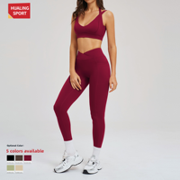 Ensemble de tenue de yoga sans couture 2 pièces pour femmes, soutien-gorge de sport à dos ouvert en nylon et spandex et leggings pour la salle de sport, la course à pied et la remise en forme