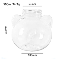 Bouteilles d'eau vides en forme de chat mignon de 500ml 16oz pour thé au lait jus de café tasse à boire portable avec bouchon à large ouverture