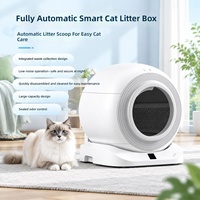 Bac à litière pour chat entièrement automatique et fermé avec désodorisation, design anti-éclaboussures, capacité de 65 L, en plastique ABS