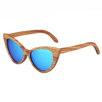 Lunettes de soleil chic en bois pour femmes, design œil de chat, logo personnalisé, verres polarisés, fabrication CNC