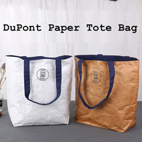 Sac à provisions Sac à main à bandoulière unique Sac fourre-tout en papier Dupont Papier kraft TYVEK lavable avec doublure en coton et lin Ecobags naturels