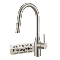 Robinet de cuisine moderne à bec extractible avec 2 fonctions, mélangeur d'eau, col de cygne, en acier inoxydable, poignée unique, 1 trou