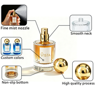 Flacon de parfum en verre cylindrique de luxe de haute qualité avec pulvérisateur et impression sérigraphique 30ml/50ml/100ml rechargeable