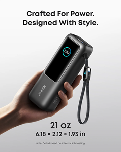 Banque d'alimentation <span class=keywords><strong>Anker</strong></span> A1695 25000mAh 165W USB C pour ordinateur portable, charge rapide PD 100W, câble rétractable intégré, écran intelligent - Product Image 6