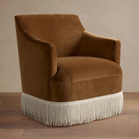 Fauteuil de salon en tissu de style vintage, fauteuil individuel, fauteuil lounge, fauteuil de détente avec franges