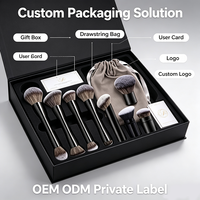 Veganes Kosmetikpinsel-Set mit weichen synthetischen Borsten und Metallgriff, OEM ODM, professionelles 9-teiliges doppelseitiges Make-up-Pinsel-Set mit Tasche