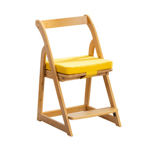 Chaise d'étude réglable en hauteur pour enfants, en bambou, rotin et noyer, avec coussin de siège, pour les élèves du primaire, chaise de bureau d'écriture - Product Image 5