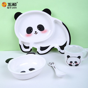 Wuhe Kids Panda Tableware Set Suction Bowl Plate Cup For Children Feeding Mealtime Use - Product Image 3