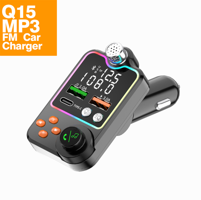 Q15 FM Transmitter PD Type C Quick Charge Dual 2 USB Car Mp3 Player Charger Blue Tooth Kit Car Bt 5.0 Car Kit With Charge