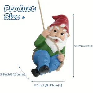 Stravagante statua di gnomo da arrampicata-resina resistente, vestito <span class=keywords><strong>rosso</strong></span> e verde, ideale per decorazioni natalizie da giardino, uso interno/esterno - Product Image 5