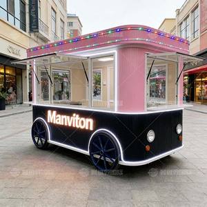 รถพ่วงขายอาหารเคลื่อนที่แบบกำหนดเอง 4 ล้อ ทนสนิม พร้อมระบบไฟฟ้าในตัว ทำจากอะลูมิเนียมและไฟเบอร์กลาส สำหรับขายอาหาร กาแฟ ไอศกรีม - Product Image 2