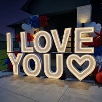 Lettres et chiffres géants en métal LED néon personnalisés de 3 pieds, 4 pieds, 5 pieds pour les fournitures de mariage, les fêtes, les photomaton, la décoration d'événements