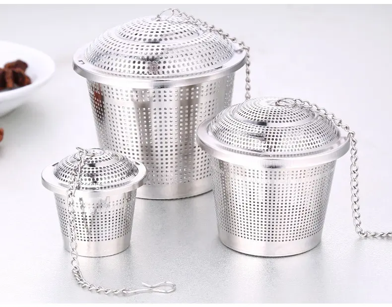 มาใหม่ SUS 304สแตนเลสชา Infuser กับ Chaining สำหรับชาและทำอาหารที่บ้าน