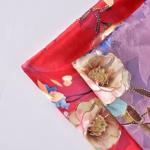 2022 New trendy floral printing burnout brocade women soft clothing velvet fabric