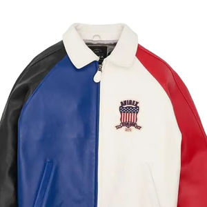 Chaquetas de hombre Avirex Material de cuero para hombre 2025 Bomber cierre Bomber OEM ODM estilo chaqueta para hombre - Product Image 4