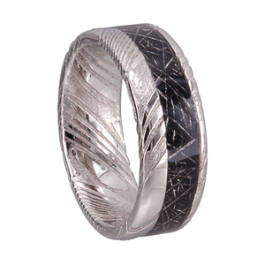 Anello da Uomo in Meteorite, Anello Damascato Blu, Finitura Opaca di Lusso, Gioielleria all'Ingrosso SZ CHENG JEWELERS - Product Image 4