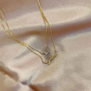 Collier double couche en argent sterling 925 plaqué or 18 carats Dylam, collier de rêve avec sertissage diamant en argent sterling - Product Image 5