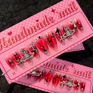Neue Modische Handgefertigte Mandel-Kunstnägel 10 Stück/Set Acryl-Nagelspitzen Aufdrückbare Künstliche Nägel - Product Image 4