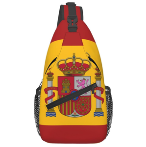 Custom Spain Flag Sling Bag for Men Women Adjustable Shoulder Sling Backpack Lightweight Chest Crossbody Bags