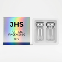 Boîte de luxe en verre et carton argenté, blister holographique avec logo de marque, emballage rigide pour 2 flacons de 3 ml, 2 flacons de 10 mg, boîte à peptides en papier de 2 ml et 5 ml