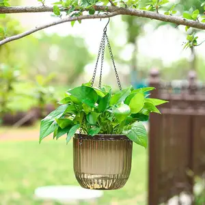 Creative Automatic Water Absorbing Pots Cotton Rope Self Watering Planter Flowerpot Transparent Plastic Spider Lazy Flower Pot