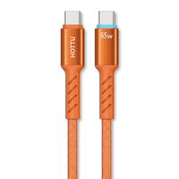Câble USB-C vers USB-C Orange tressé pour smartphone, tablette, ordinateur portable, voiture et voyage